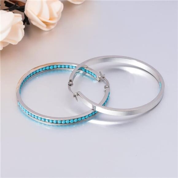 Mult-colors Crystal StainlessSteel Hoop Earring for Women Hypoallergenic Jewelry - Picture 5 of 7